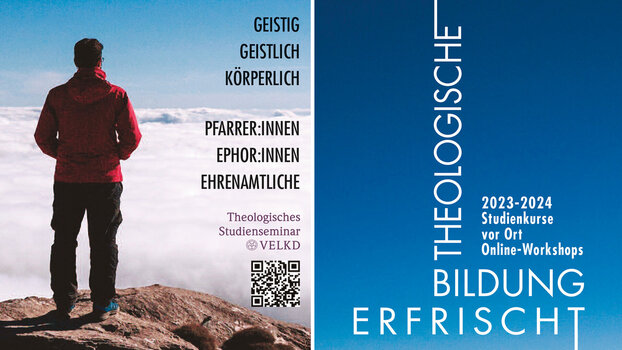 Mann auf Bergspitze schaut über die Wolken, 2023-2024 Studienkurse des Theologischen Studienseminars Pullach