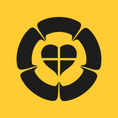 Das Logo des Martin-Luther-Bunds zeigt eine stilisierte Luther-Rose auf gelben Grund.