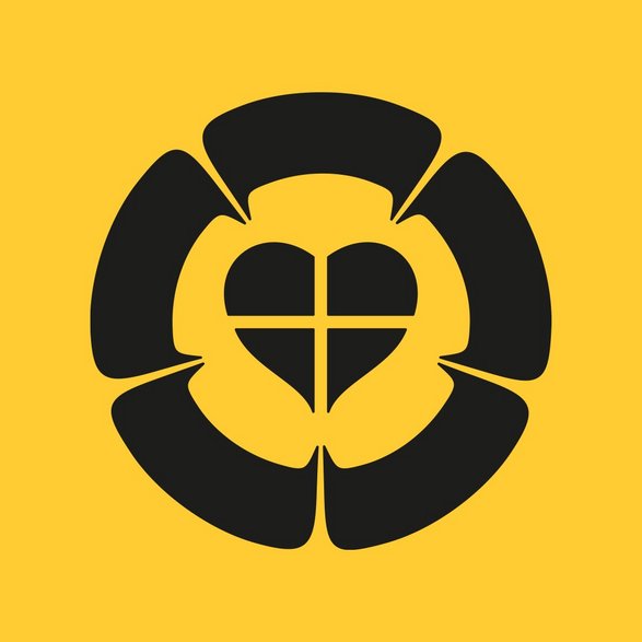 Das Logo des Martin-Luther-Bunds zeigt eine stilisierte Luther-Rose auf gelben Grund.