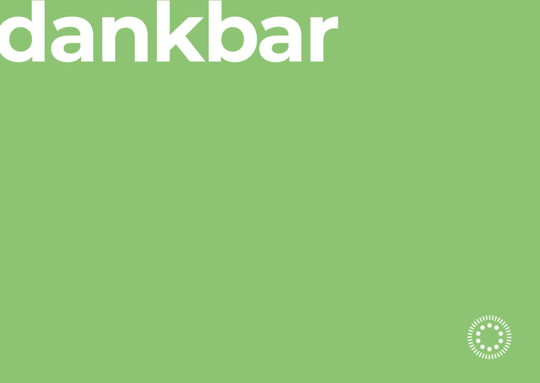 Grüne Karte mit der Aufschrift "dankbar"
