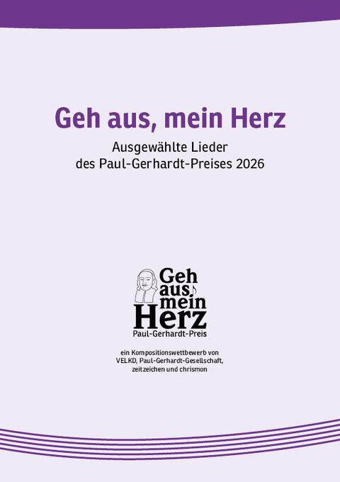 Eine violette Fläche, auf welcher "Geh aus, mein Herz" steht