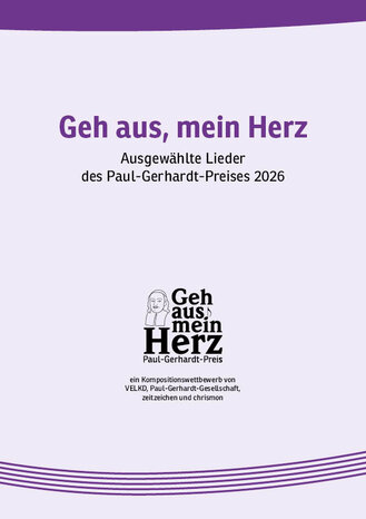 Eine violette Fläche, auf welcher "Geh aus, mein Herz" steht
